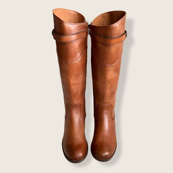 Frye Molly Button Cognac Leather Riding Boots - Picture 11 of 15